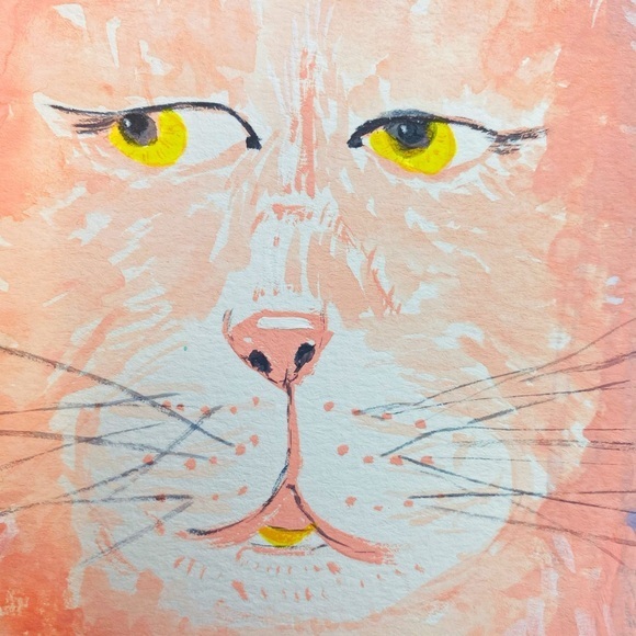 Cat Portrait Painting ORIGINAL Watercolor Furry Friends Pet Portrait Wall Art - Picture 6 of 11